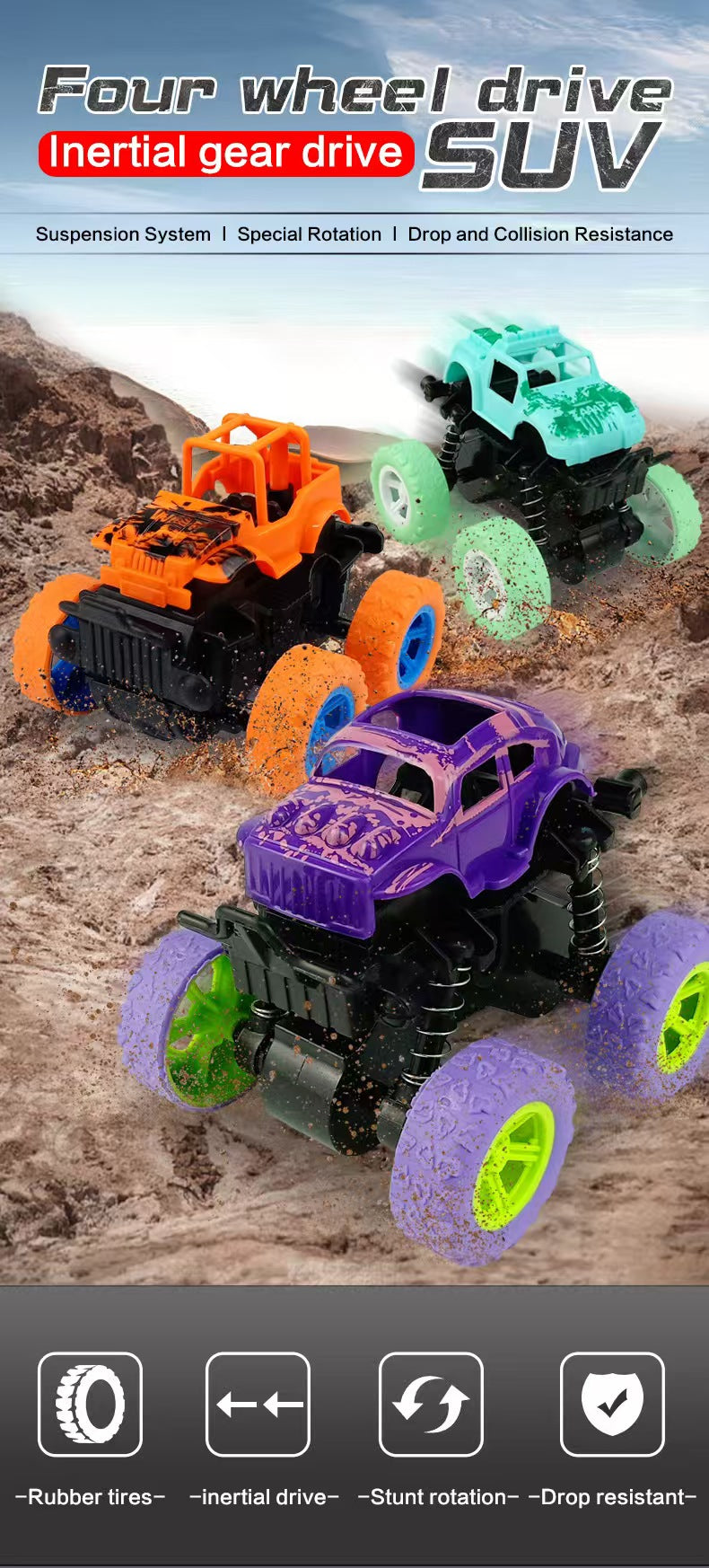 Children's Inertial 4WD Off-Road Vehicle